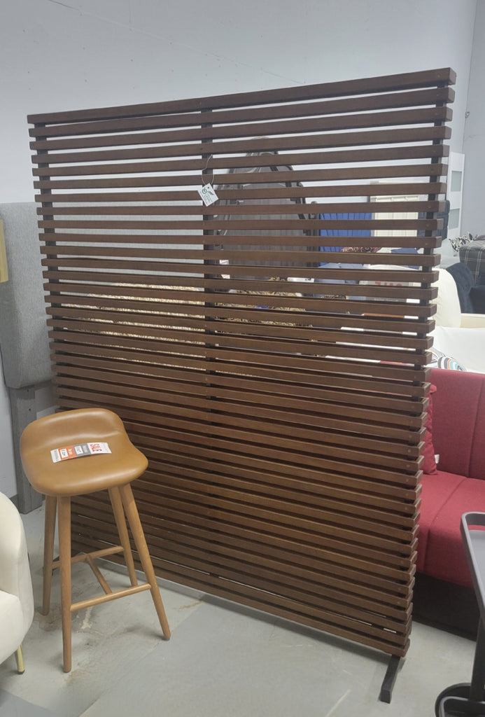 Modern Room Divider Privacy Screen Freestanding 60 x 72 New Aluminum Frame Brown Distressed Finish Assembled