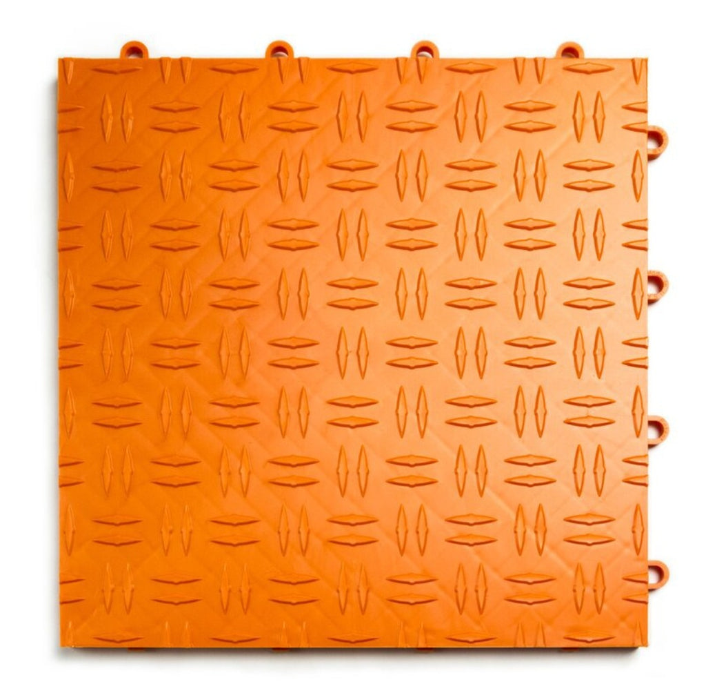 MotorDeck 12" x 12" Diamond Garage Flooring Tile Interlocking Brand New Orange In Color Durable