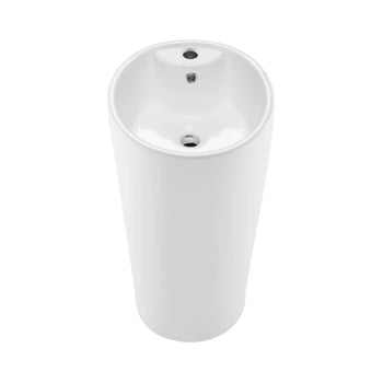 Swiss Madison 33.4" Tall Ceramic Pedestal Bathroom Sink Circular With Overflow Drain Brand New In Box