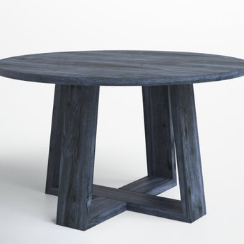Moe's Charcoal Solid Wood Dining Table With Modern Pedestal Base Brand New In Box Designer Quality