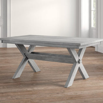 70" Trestle Dining Table Solid and Durable Rustic Farmhouse Weathered Grey Finish Brand New in Box
