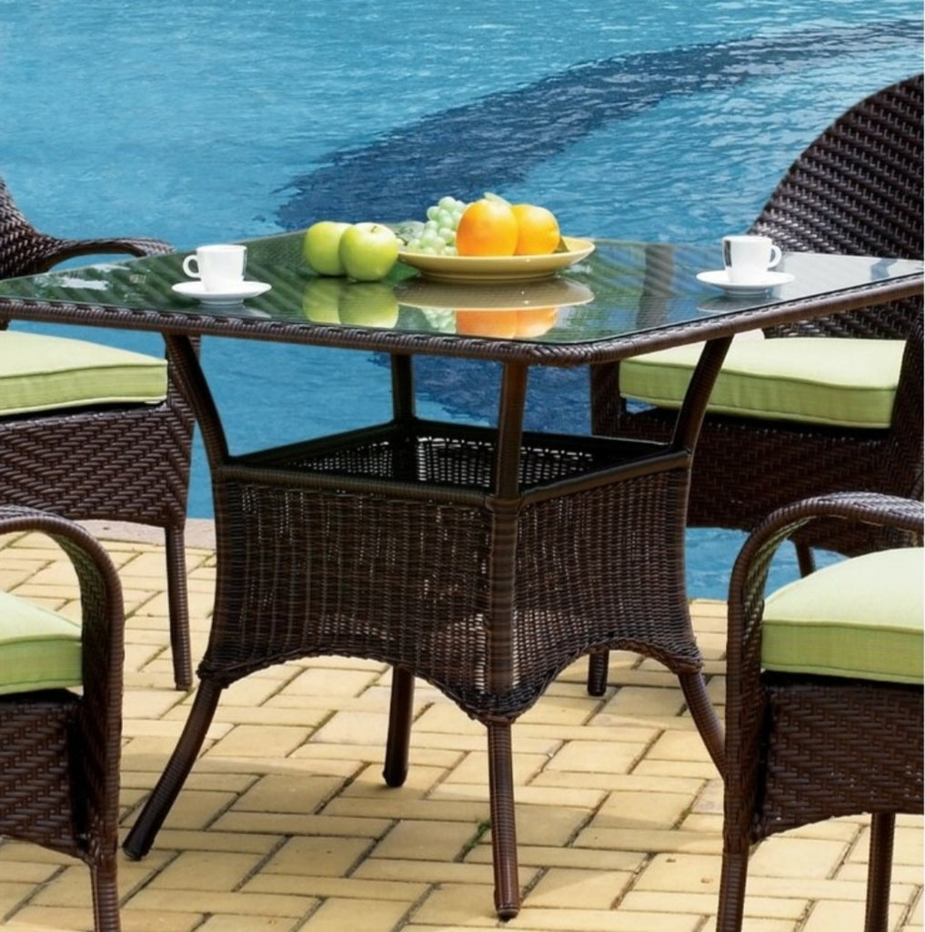 38" Outdoor Patio Glass Bistro Table Brand New In Box Brown In Color Wicker / Rattan Weather Resistant
