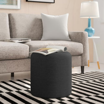 15.75" Upholstered Round Pouf Ottoman Footstool Brand New Black In Color Extra Seating Durable