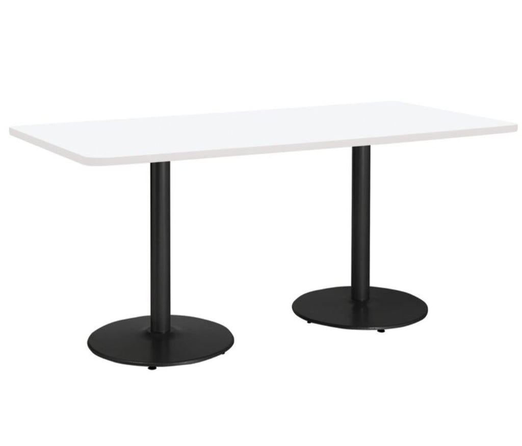 KFI 96" Breakroom Meeting Table New In Box Black Iron Legs Pedestal Base White Durable Work Or Office