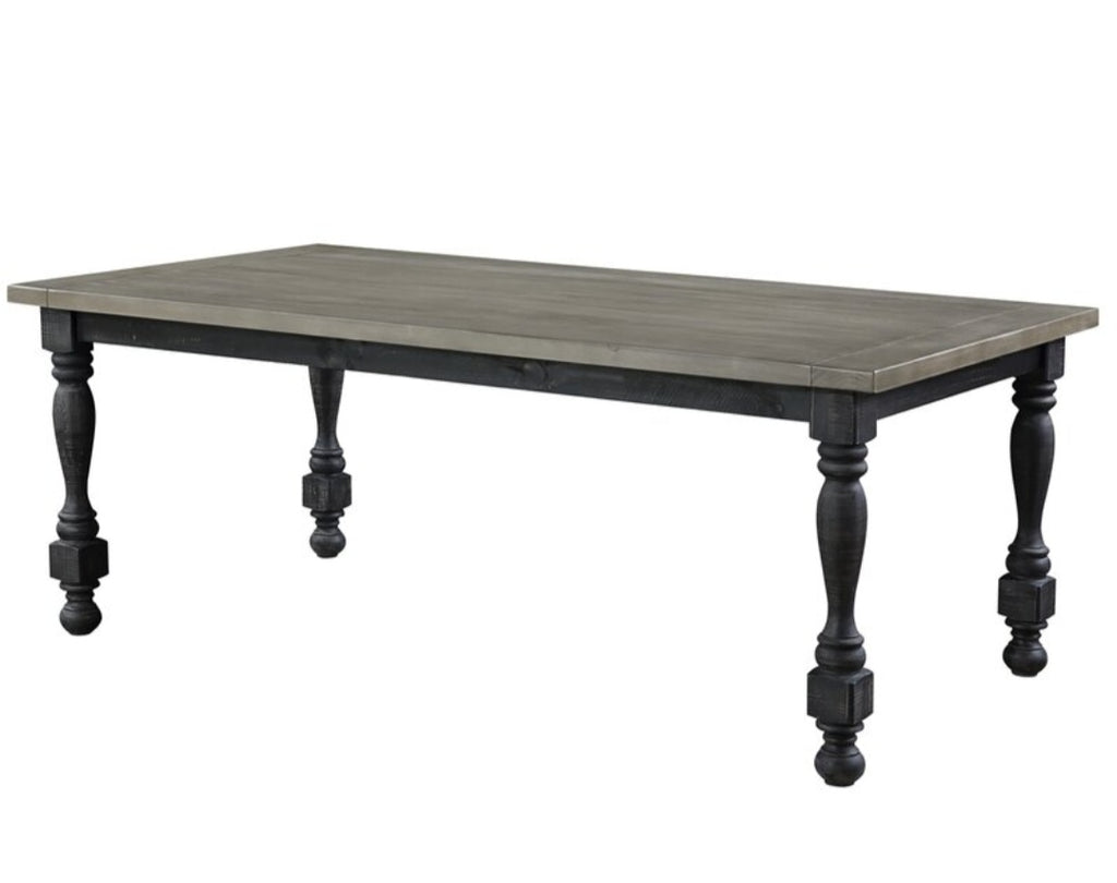 78" Solid Pine Wood Dining Table New In Box Distressed Finish Solid and Durable Grey and Black In Color