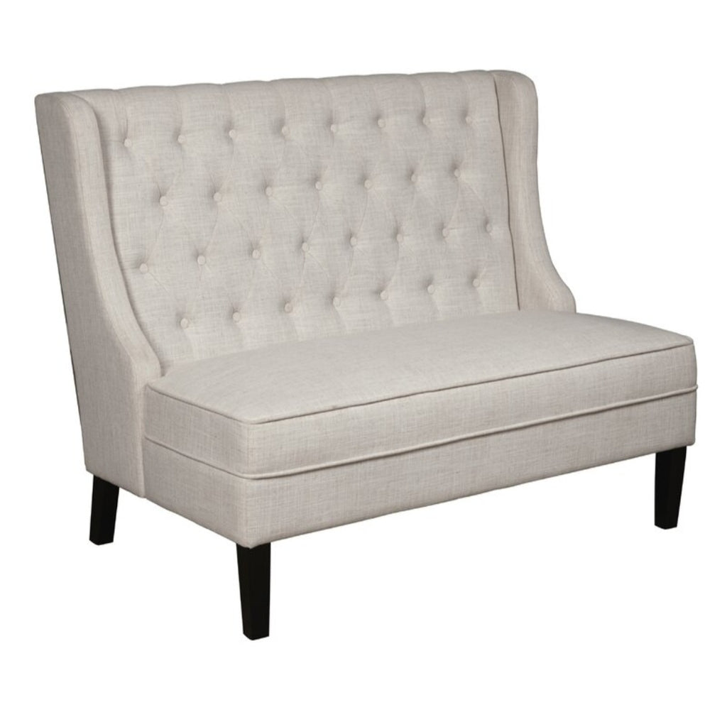 52" Diamond Tufted Upholstered Bench Loveseat Beige In Color Brand New Comfortable
