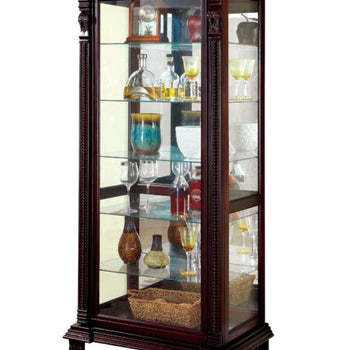 6 Shelf Rectangular Curio Display Cabinet Lighting Included New In Box Wood Construction Espresso Finish