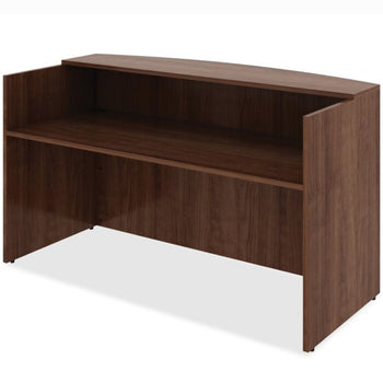 Lorell Walnut Finish Reception Office Work Desk New In Box With Modesty Panel Durable
